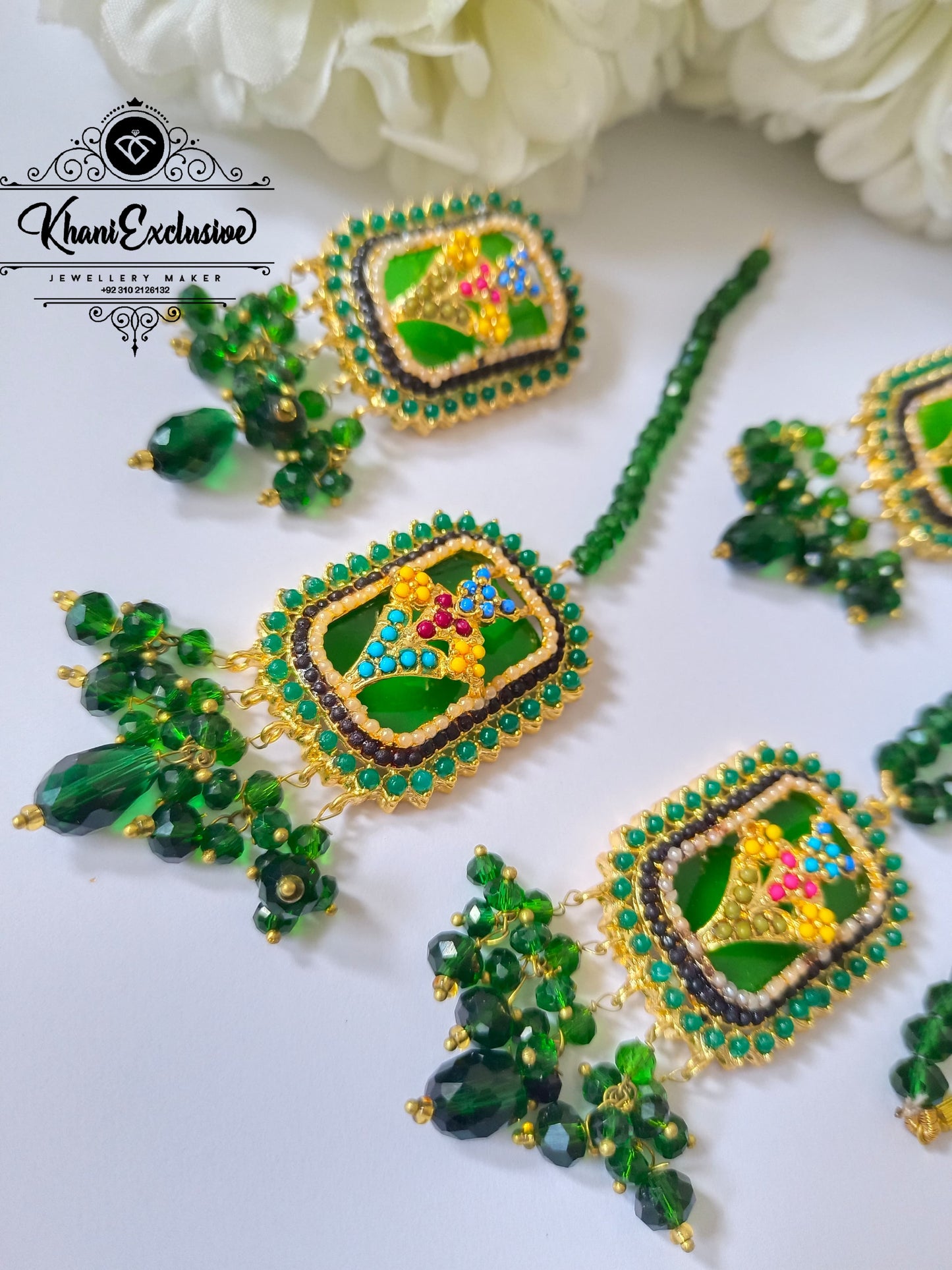 EID COLLECTION NOURATAN GREEN COLOR MALA SET