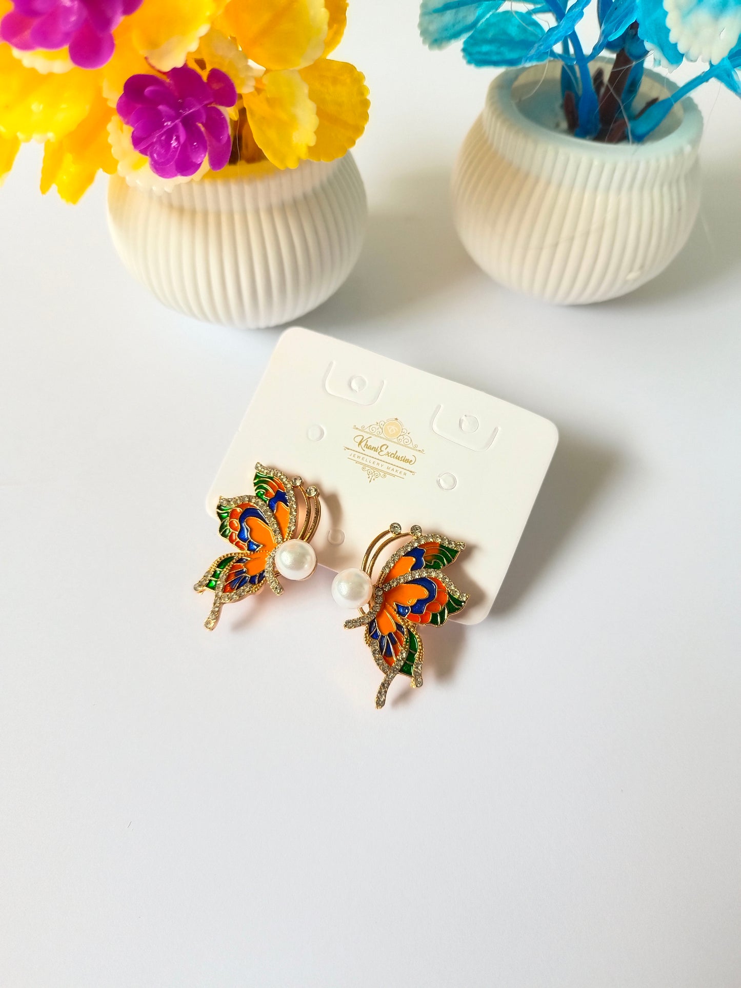 EID COLLECTION METAL MULTI COLOR BUTTERFLY EARRING