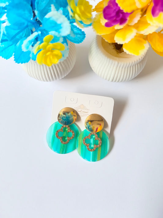 EID COLLECTION METAL MARBLE LIME GREEN COLOR EARRING