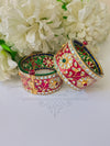 KUNDAN RED & GREEN COLOR MENA BANGLE