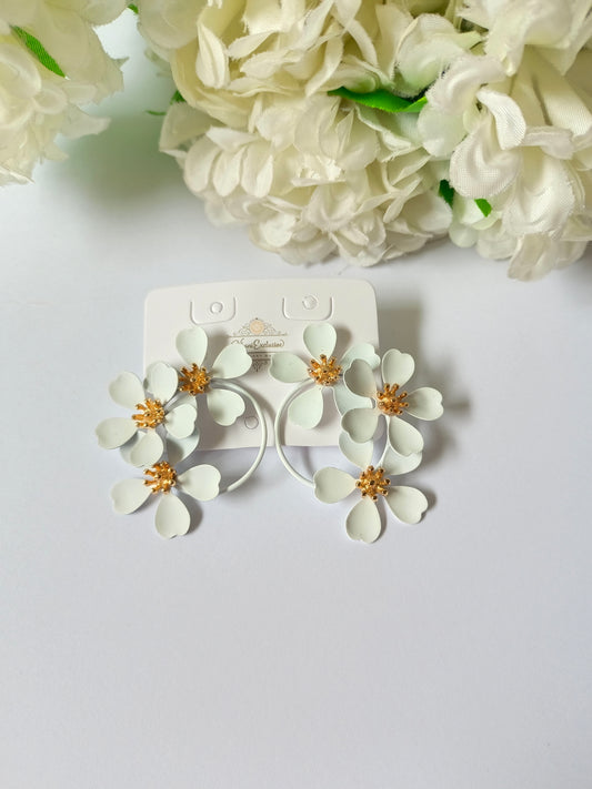 EID COLLECTION METAL WHITE FLOWER EARRING