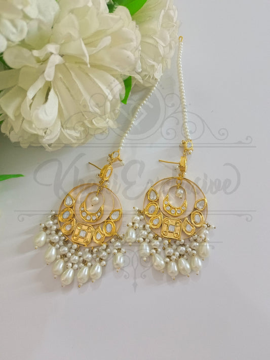 KUNDAN WHITE PAREL EARRING