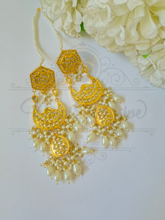 KUNDAN WHITE PAREL EARRING