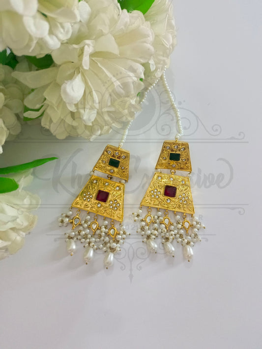 KUNDAN WHITE PAREL EARRING