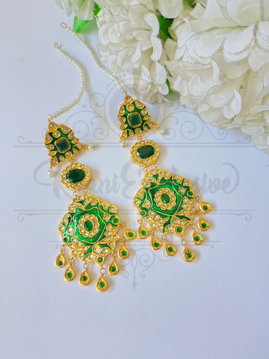 KUNDAN GREEN MENA EARRING