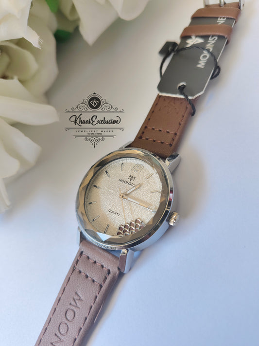 FEMALE BROUN STRAP WATCH