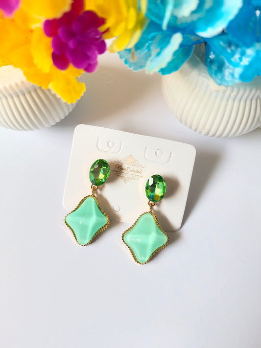 EID COLLECTION METAL LIME GREEN COLOR EARRING