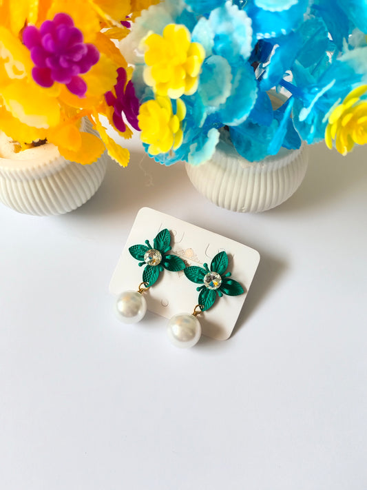 EID COLLECTION METAL GREEN FLOWER EARRING