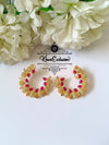 EID COLLECTION NOURATAN WHITE & RED STONE BALI EARRING