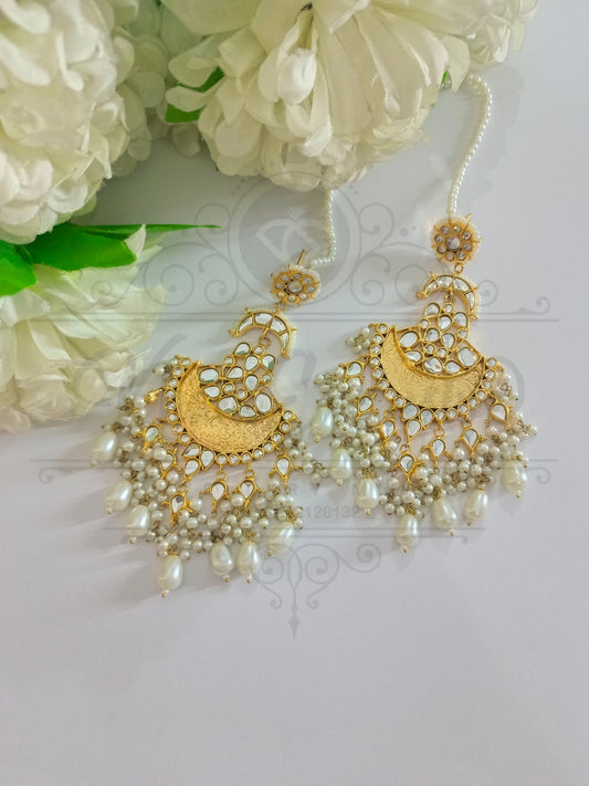 KUNDAN WHITE PAREL EARRING