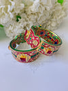 KUNDAN WHITE & RED COLOR MENA BANGLE