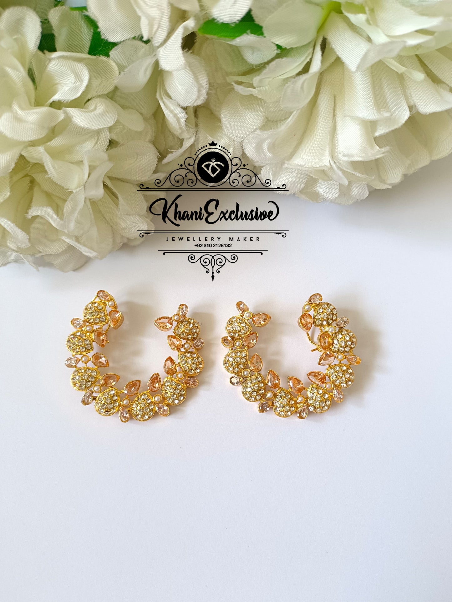 EID COLLECTION NOURATAN WHITE STONE BALI EARRING