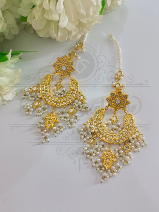 KUNDAN WHITE PAREL EARRING