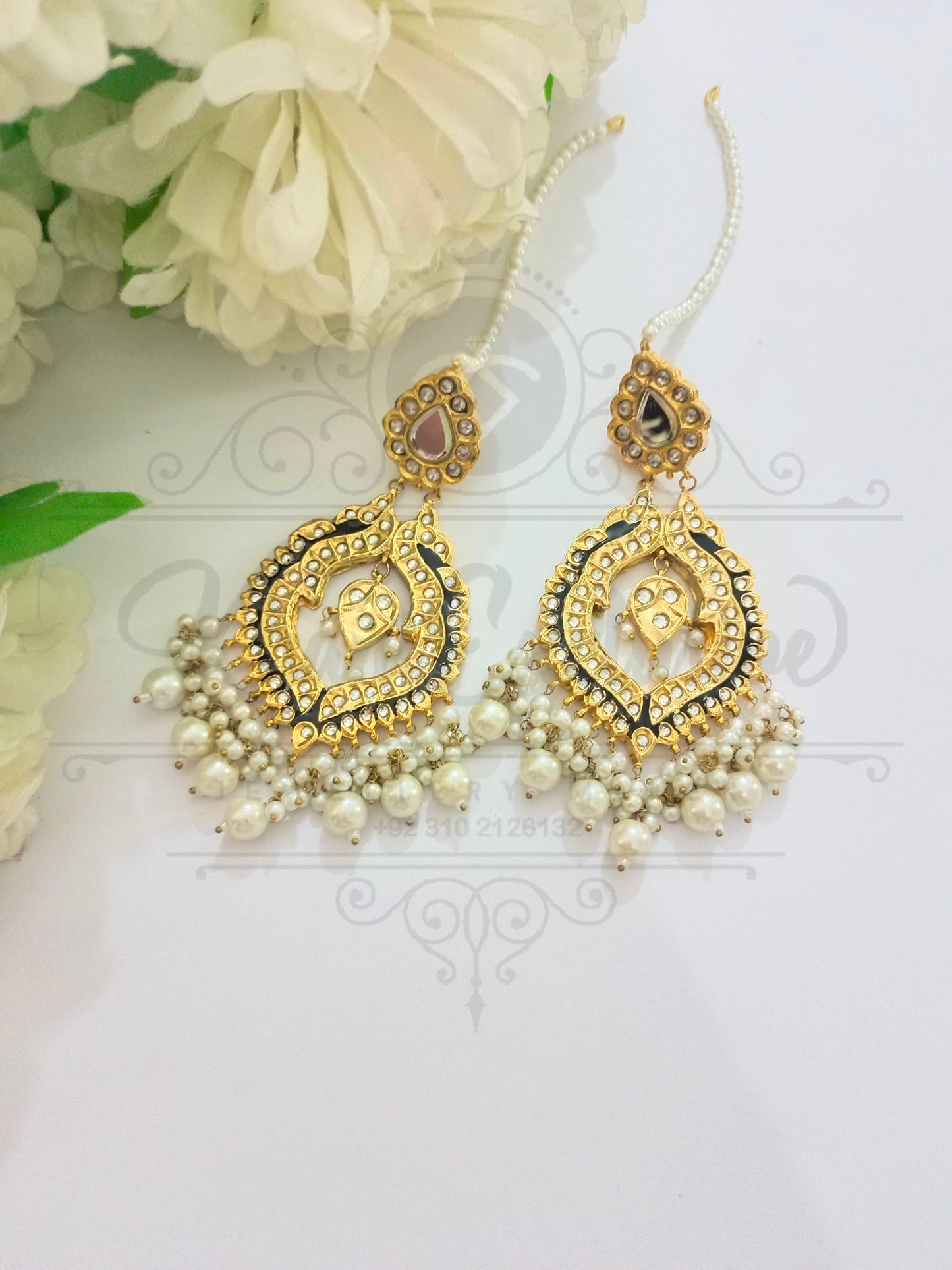 KUNDAN WHITE PAREL EARRING