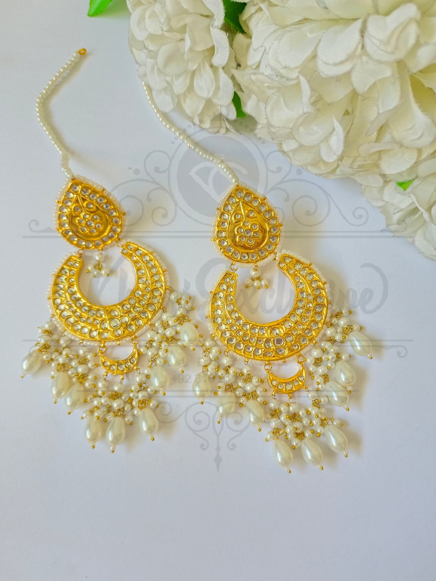 KUNDAN WHITE PAREL EARRING